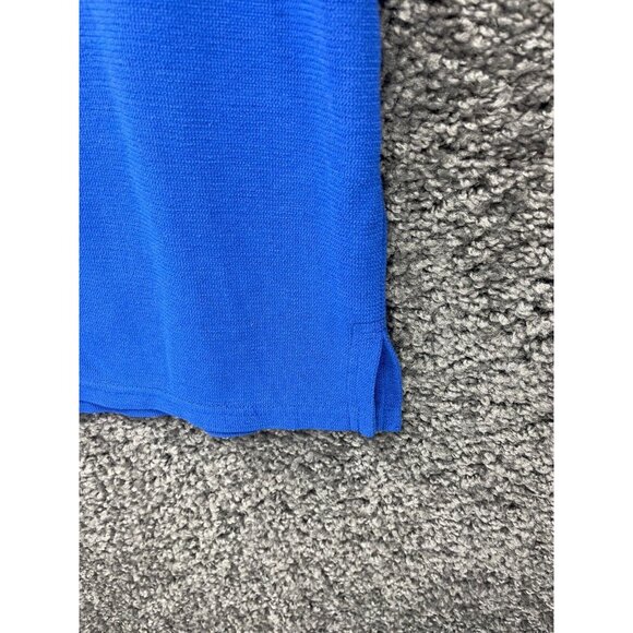 Express Tricot Vest Sweater Womens Large Blue Knit Slit V Neck Button Front - Picture 9 of 13